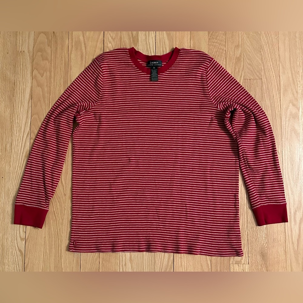 LAUREN Ralph Lauren Women’s Crew Neck Ribbed Long-Sleeved Cotton Top, Size 1X